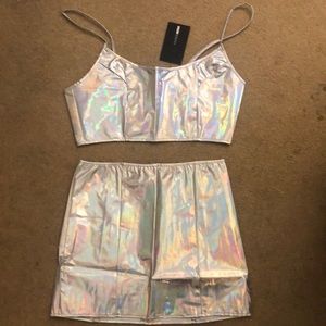 2 Piece Holographic Skirt Set - Brand New!